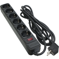 Мережевий фільтр 6 розеток Black 3.0 м, 3*1.5мм2 sp-1663 Patron EXT-PN-SP-1663