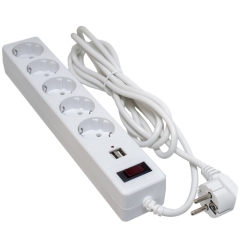 Сетевой фильтр 5 розеток + 2 x USB 2.0 2.1a white 3.0 м sp-53-USB-w Patron EXT-PN-SP-53-USB-W