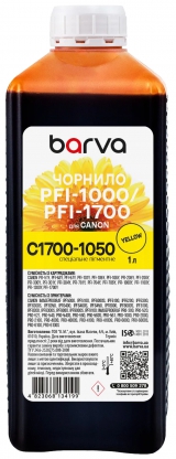 Чорнило для Canon PFI-1000/PFI-1700 Y спеціальне 1 л, пігментне, жовте Barva (C1700-1050) I-BARE-C1700-1-Y