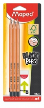 Карандаши графитовые BLACK PEPS HB, с резинкой в наборе, блистер (6 шт.) Maped MP.850017FC