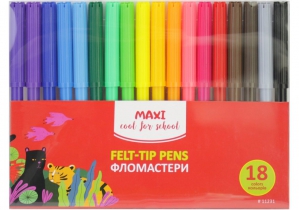 Фломастеры Animal world, 18 цветов MAXI MX11231