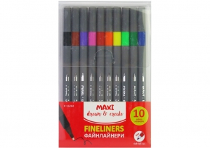 Набір файнлайнерів, 10 кольорів, трикутний корпус, матове покриття MAXI MX15202