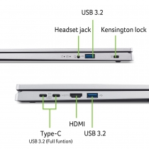 Ноутбук Acer Extensa EX215-57 15.6" FHD IPS, Intel i3-1315U, 8GB, F512GB, UMA, Lin, сріблястий NX.EJAEU.002