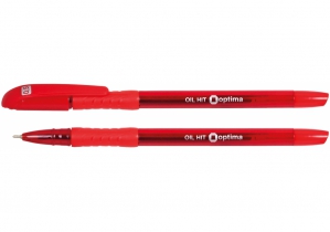 Ручка масляна OPTIMA OIL HIT 0,5 мм, пише червоним O15630-03