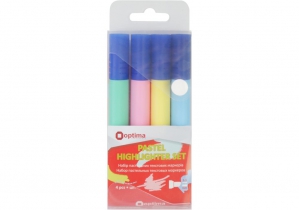 Набор текстовых маркеров Optima 1-4,5 мм, 4 цвета пастель в пенале O15829