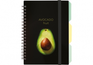 Блокнот "Avocado", B6, пластикова обкл., спіраль, з розділювачами, 100 арк., клітинка OPTIMA O20358-01