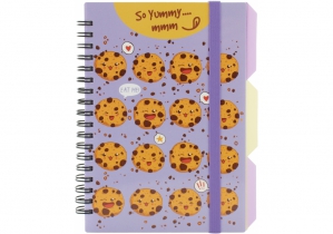 Блокнот "Cookies", B6, пластикова обкл., спіраль, з розділювачами, 100 арк., клітинка OPTIMA O20358-07
