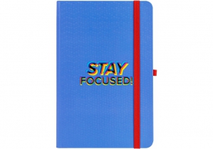 Діловий записник STAY FOCUSED, А5, тверда обкладинка папір, гумка, білий блок лінія OPTIMA O20812-38
