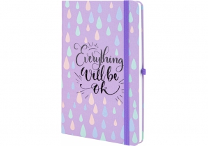 Деловая записная книжка EVERYTHING OK, А5, твердая обложка бумага, резинка, белый блок линия OPTIMA O20812-42