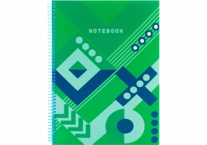 Блокнот "Knitting: Green", A4 (200х285), пластикова обкладинка, ПВХ спіраль, 80 арк., клітинка OPTIMA O20846-21