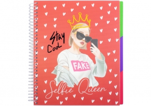 Блокнот "Selfie: Queen", B5, обкл. пластик+картон, ПВХ спіраль, розділювачі, 120 арк., кліт. OPTIMA O20850-01