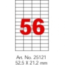 Этикетки самоклеящиеся Optima 56шт. 52.5x21.2 мм, А4 100 л. OPTIMA O25121