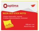 Блок для нотаток з клейким шаром 40х50 мм Optima, 100 арк., неон жовтий O25511-05