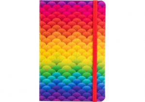 Діловий записник Rainbow, А5, тверда обкладинка текстиль, гумка, блок клітинка OPTIMA O27190-02