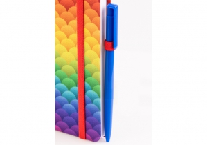 Діловий записник Rainbow, А5, тверда обкладинка текстиль, гумка, блок клітинка OPTIMA O27190-02