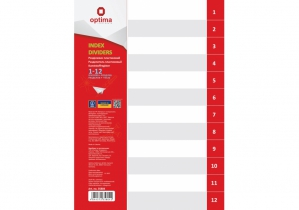 Роздільник аркушів А4 Optima, пластик, 12 розділів, цифровий O35804