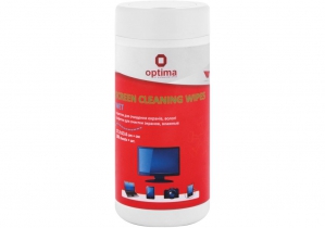 Серветки для очищення екранів Optima, вологі, 100 шт., кругла туба O72612