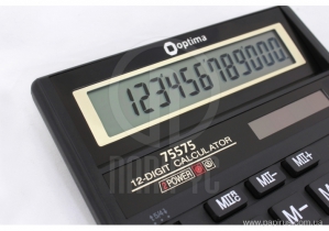 Калькулятор настільний Optima, 12 розрядів, розмір 203*158*30.5 мм O75575