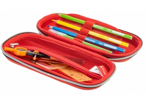 Пенал на 1 відділення на блискавці з органайзером, червоний COOLFORSCHOOL QT-3990-Red
