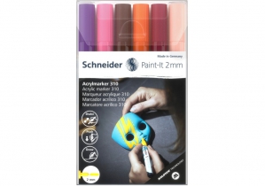 Маркер акриловий для декорат. та художніх робіт SCHNEIDER Paint-it 310 2мм Wallet Set3 6 кольорів S120197