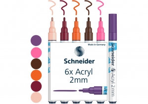 Маркер акриловий для декорат. та художніх робіт SCHNEIDER Paint-it 310 2мм Wallet Set3 6 кольорів S120197