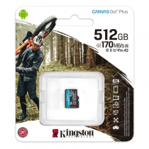 Карта пам'яті Kingston microSD  512GB C10 UHS-I U3 A2 R170/W90MB/s SDCG3/512GBSP