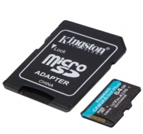Карта памяти Kingston microSD   64GB C10 UHS-I U3 A2 R170/W70MB/s + SD SDCG3/64GB