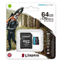 Карта памяти Kingston microSD   64GB C10 UHS-I U3 A2 R170/W70MB/s + SD SDCG3/64GB