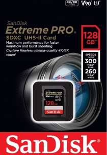 Карта пам'яті SanDisk SD  128GB C10 UHS-II U3 V90 R300/W260MB/s Extreme Pro SDSDXDK-128G-GN4IN