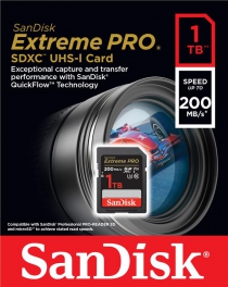 Карта памяти SanDisk SD 1TB C10 UHS-I U3 R200/W140MB/s Extreme Pro V30 SDSDXXD-1T00-GN4IN