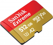 Карта памяти SanDisk microSD  512GB C10 UHS-I U3 R190/W130MB/s Extreme V30 + SD SDSQXAV-512G-GN6MA