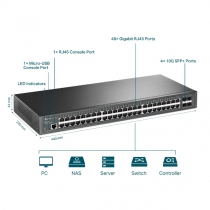 Коммутатор TP-LINK TL-SG3452X 48xGE 4x10GE/SFP+ L2 JetStream 19" 1U
