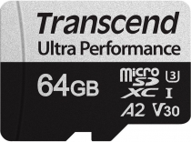 Карта памяти Transcend microSD  64GB C10 UHS-I U3 A2 R160/W80MB/s + SD TS64GUSD340S
