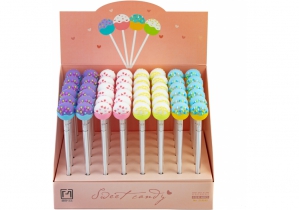 Ручка кулькова Sweet candy, гелева синя. 4 дизайни асорті у кольоровому дисплеї. MAXI Z19163