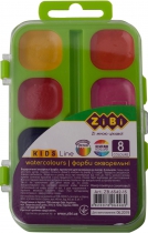 Краски аквар. 8 цв., пласт./кор. без/п, салатовая, KIDS Line ZiBi ZB.6542-15