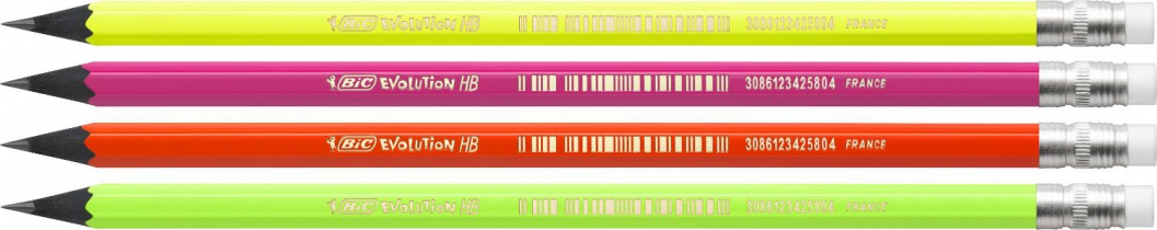 Карандаш чернографитовый "Evolution Fluo", с резинкой, НВ BIC bc942882