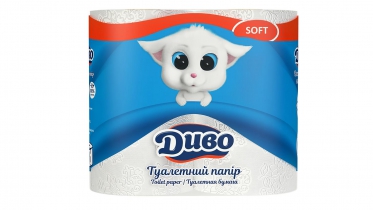 Папір туалетний целюлоз. "Диво" Soft, по 4 рул., на гільзі, 2-х шар., білий Диво тп.дв4б