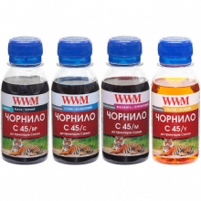 Комплект чорнила WWM C45 BP/C/M/Y для Canon 4х100г (C45SET-4) пігментне/водорозчинне w_C45SET-4