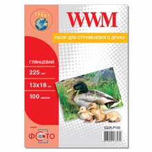 Фотопапір WWM глянцевий 225Г/м кв, 13х18см, 100л (G225.P100) w_G225.P100