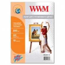 Фотобумага WWM глянцевая "Ткань" 200Г/м кв, А4, 10л (GC200.10) w_GC200.10