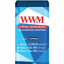 Стрічка фарбуюча WWM 13мм х 7м STD лівий Black (Чорний) (R13.7SM) w_R13.7SM