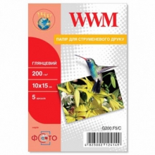 Фотопапір WWM глянцевий 200Г/м кв, 10х15см, 5 л (G200.F5/C) w_G200.F5/C