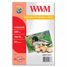 Фотобумага WWM глянцевая 225Г/м кв, 10х15см, 20л (G225.F20/C) w_G225.F20/C