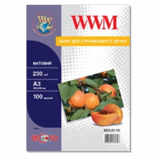 Фотобумага WWM матовая 230Г/м кв, А3, 100л (M230.A3.100) w_M230.A3.100